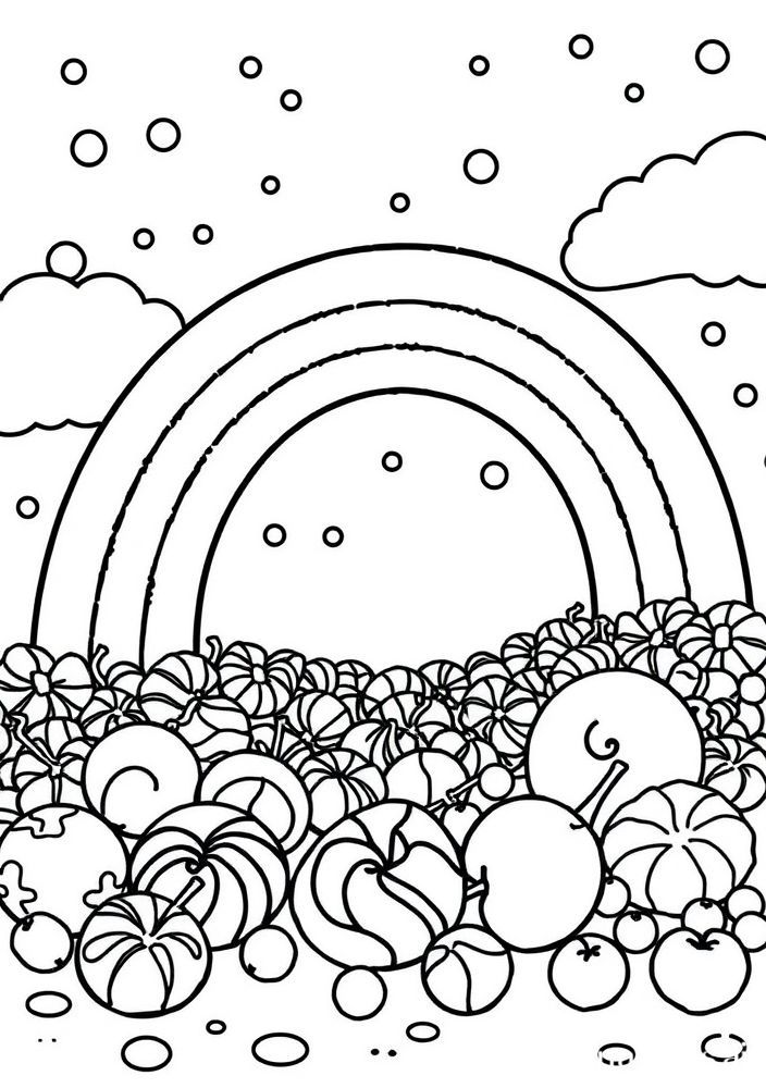Arco-íris e Balas Coloridas para colorir