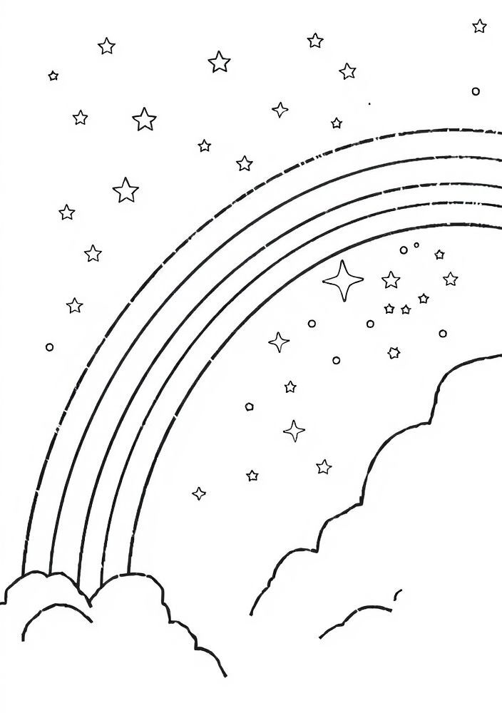 Arco-íris e Céu Estrelado para colorir