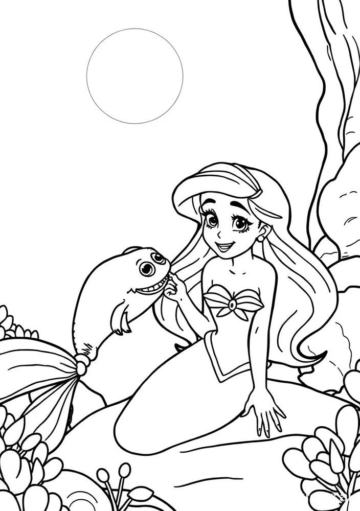 Ariel e seu amigo Sebastião para colorir