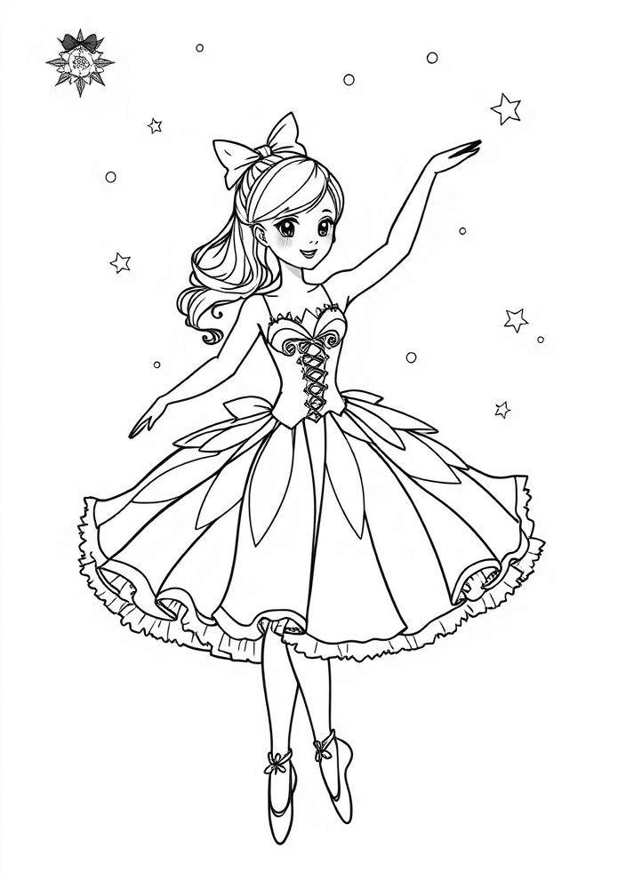 Bailarina com Fantasia de Natal para Colorir