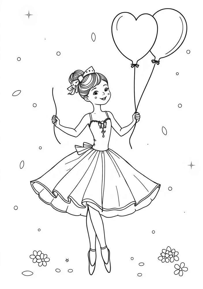 Bailarina e o balão para colorir