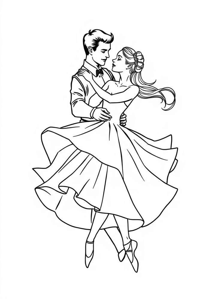 Bailarina e seu parceiro para colorir