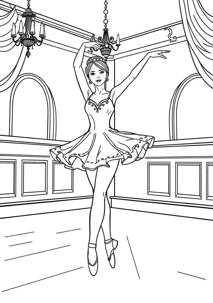 Bailarina em Recreio no Estúdio de Dança para Colorir