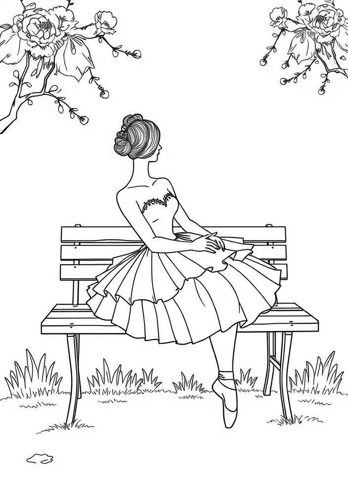 Bailarina em modo de descanso para colorir