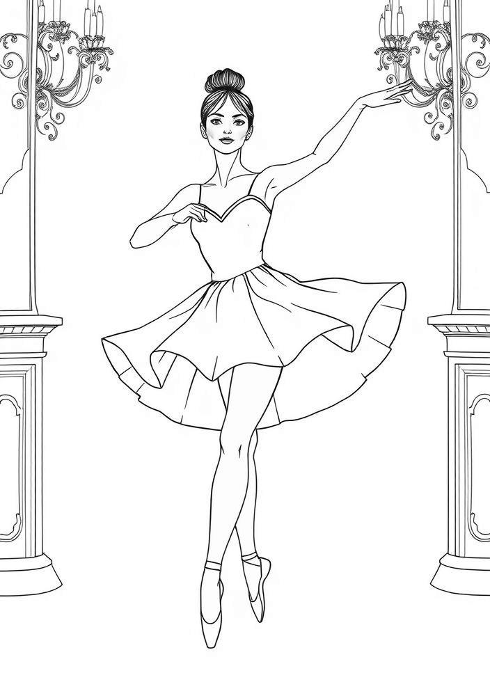 Bailarina em uma peça clássica para colorir