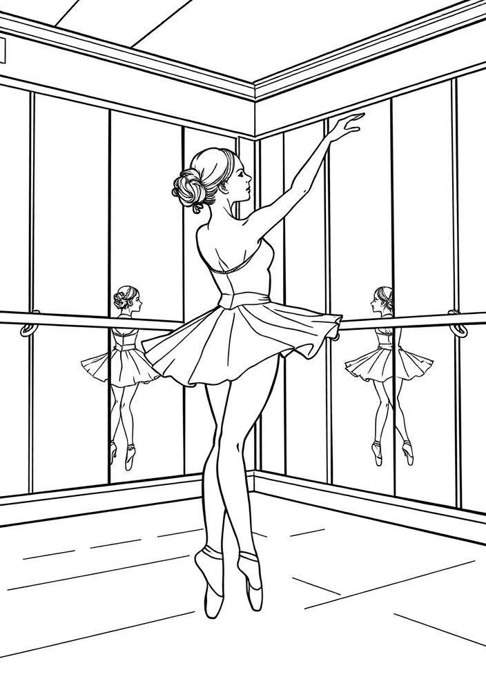 Bailarina no estúdio para colorir