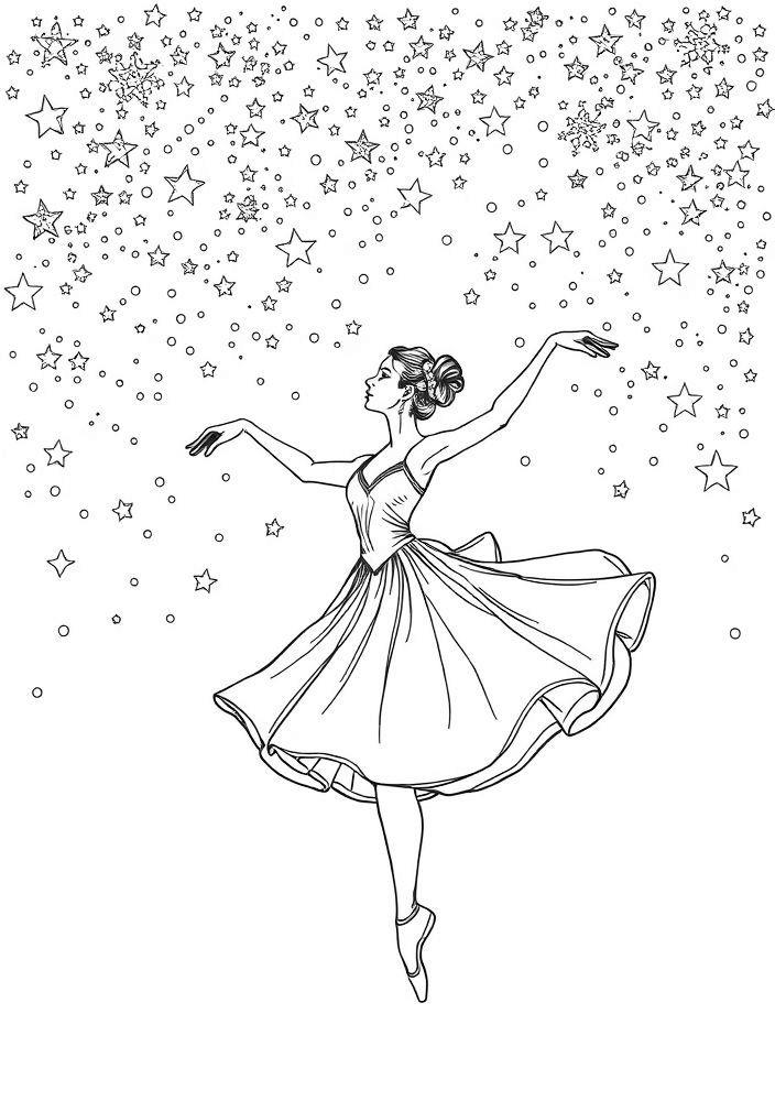Bailarina sob as estrelas para colorir