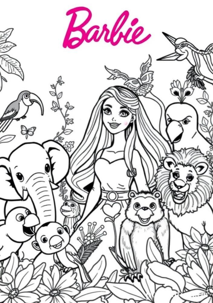 Barbie no zoológico para colorir