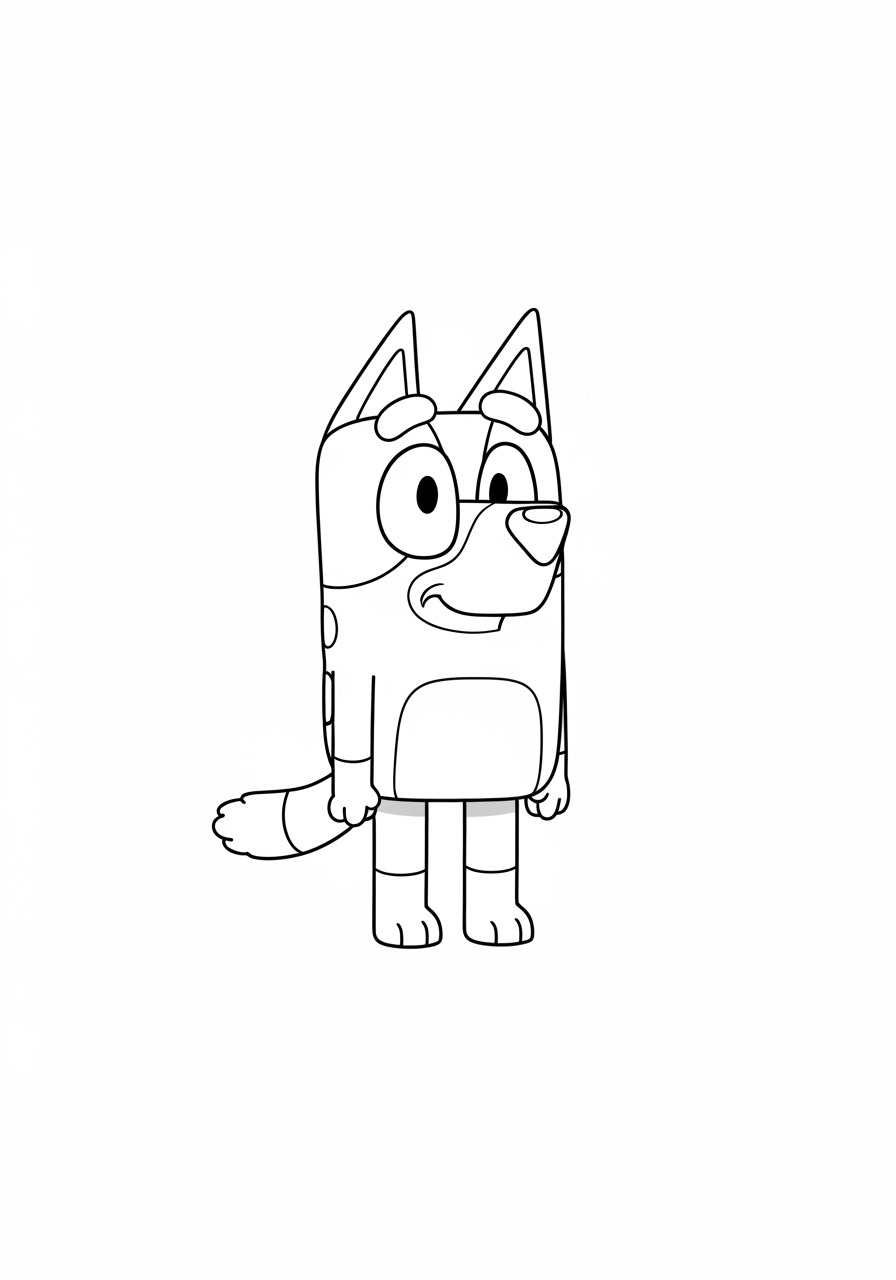 Bluey para colorir desenho simples e divertido para crianças.