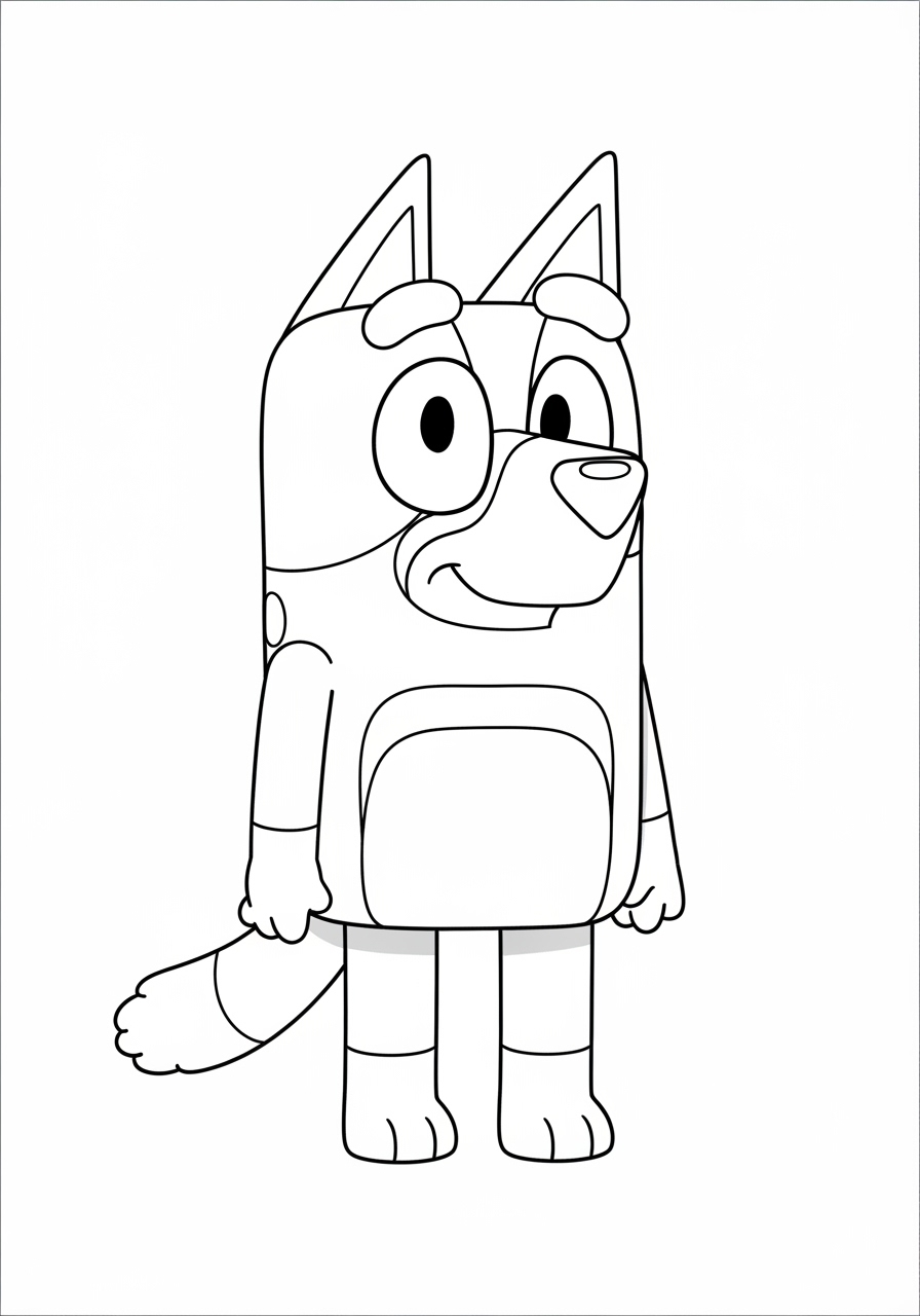 Desenho de Bluey para colorir personagem de desenho animado infantil.