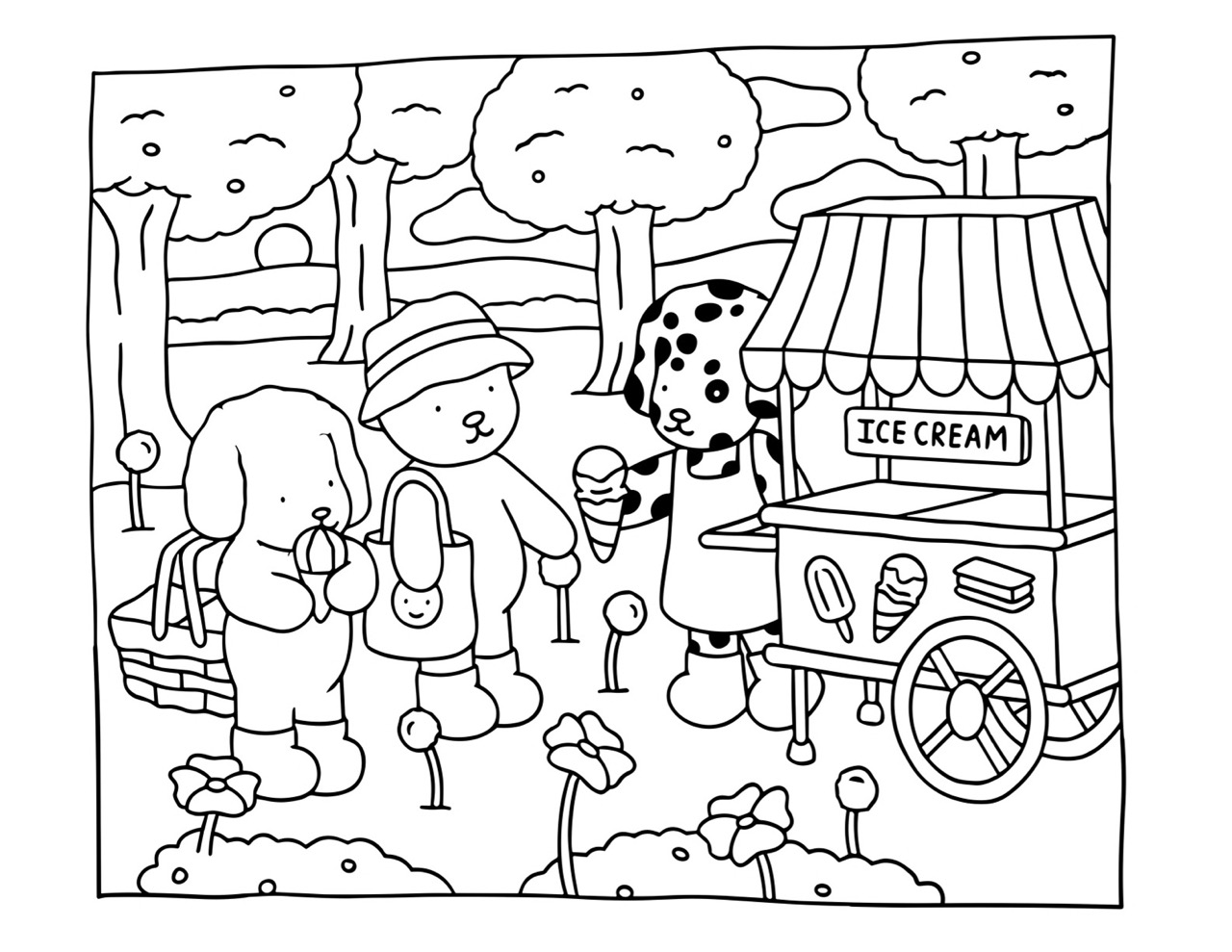 Bobbie Goods comendo sorvete no parque desenho para colorir infantil