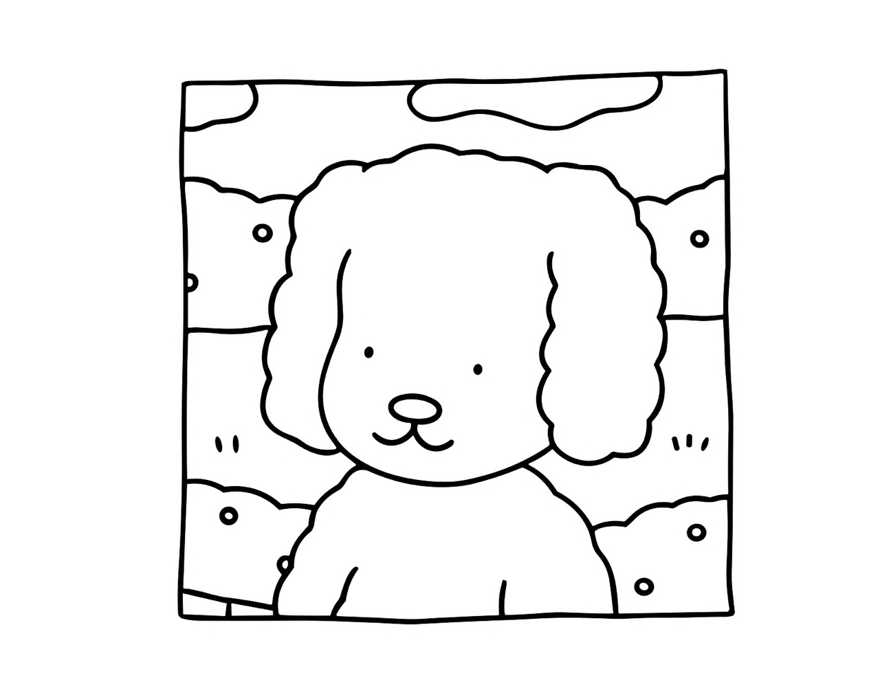 Bobbie Goods desenho de um adorável cão poodle sorrindo feliz