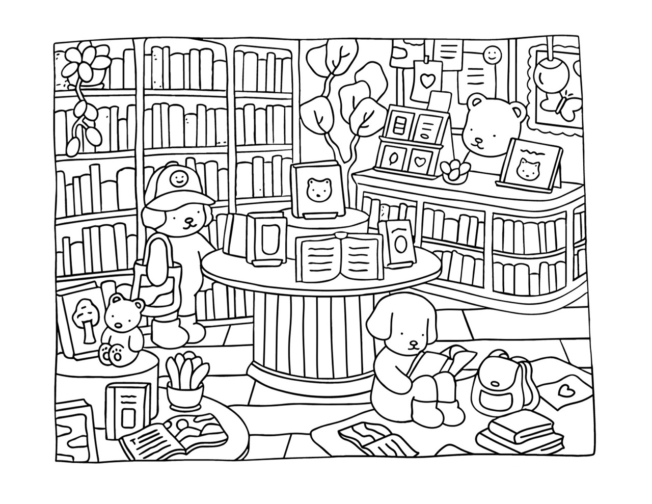 Bobbie Goods explorando uma livraria cheia de livros e amigos fofos