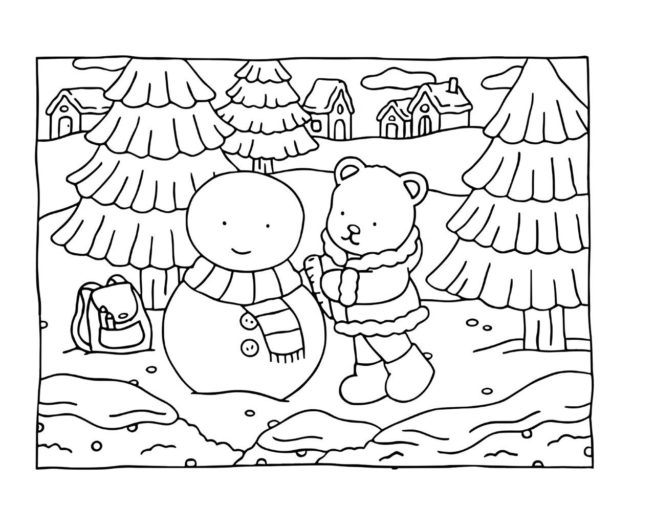 Bobbie Goods faz um boneco de neve com um amigo no inverno