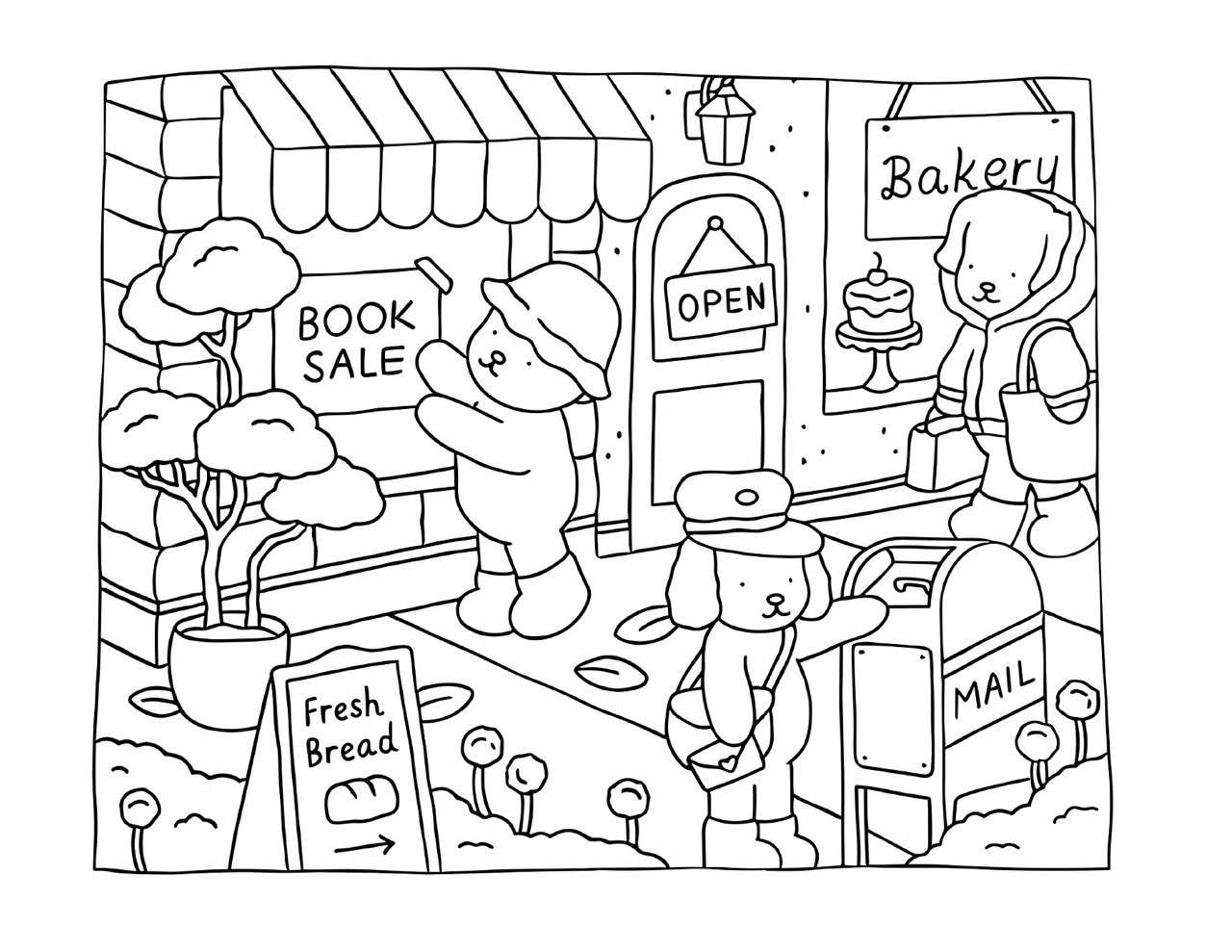 Bobbie Goods na cidade visitando livraria padaria e enviando cartas
