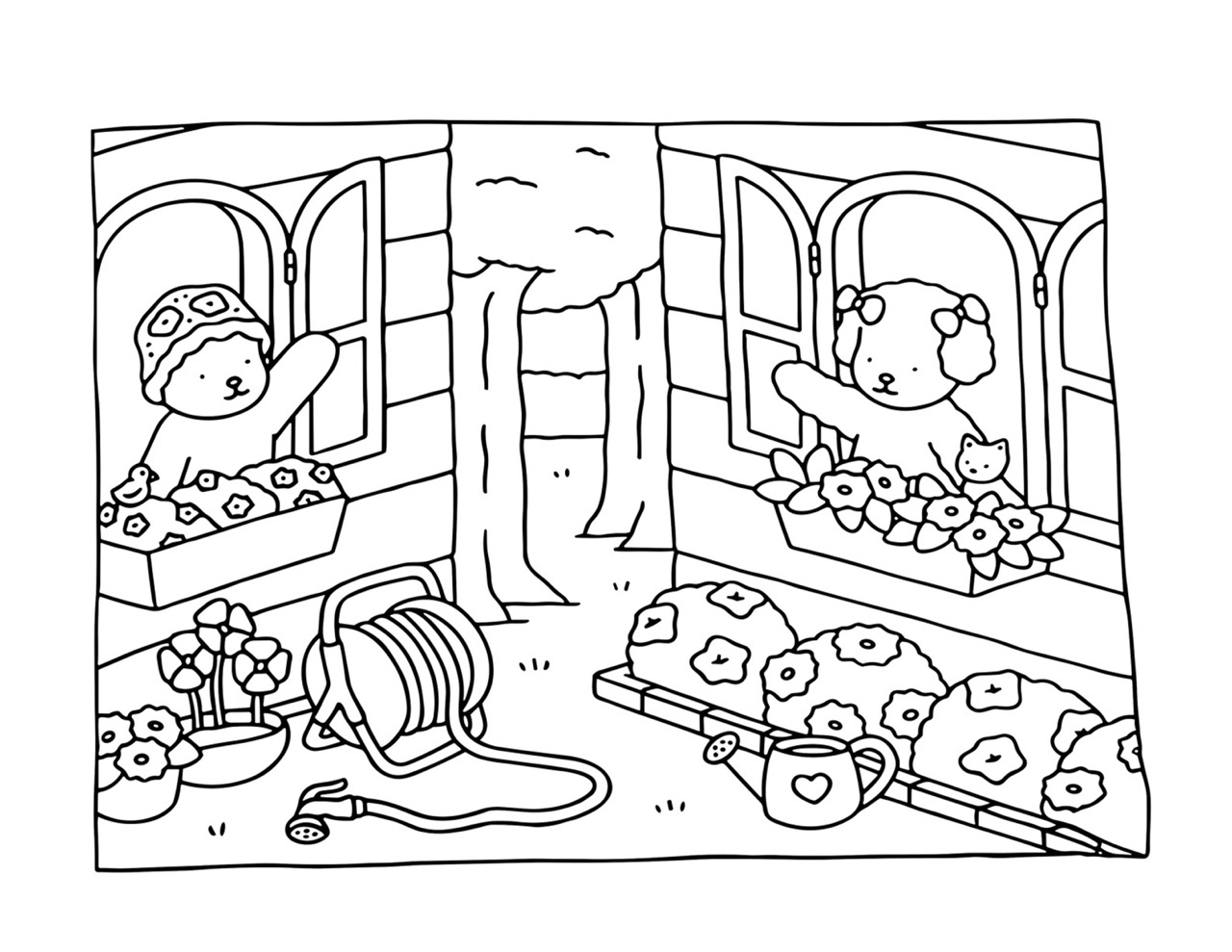 Bobbie Goods cuidando do jardim com flores e regador no desenho