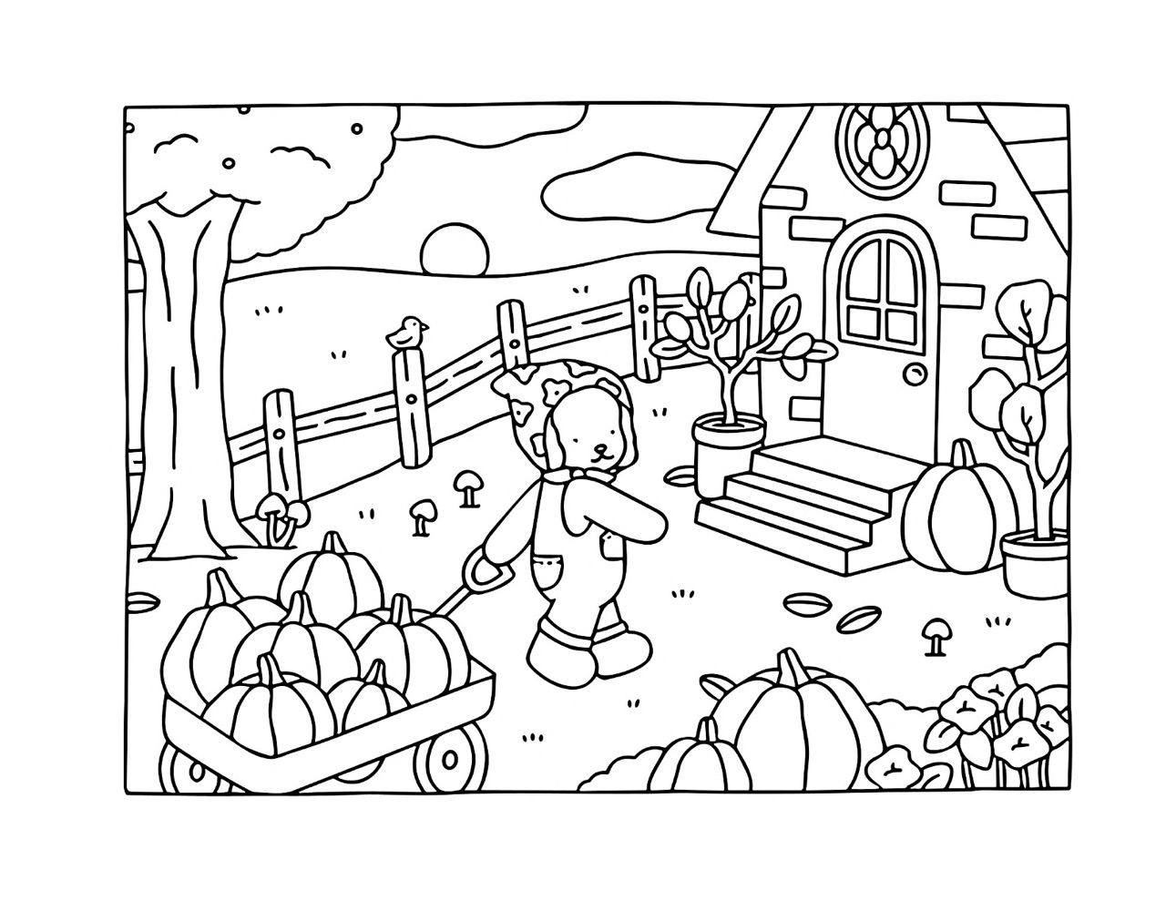 Bobbie Goods carrega abóboras em desenho para colorir de outono