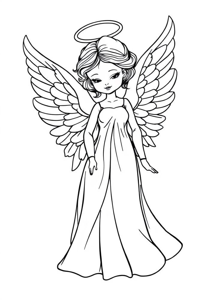 Boneca de Anjo para colorir