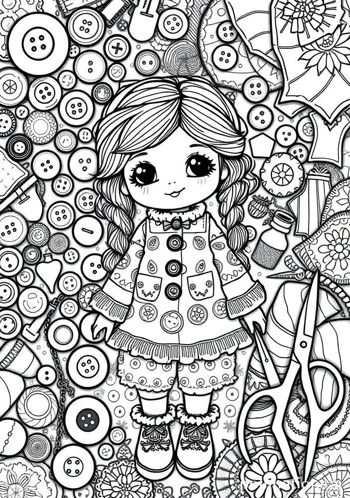 Boneca de Artesã para colorir