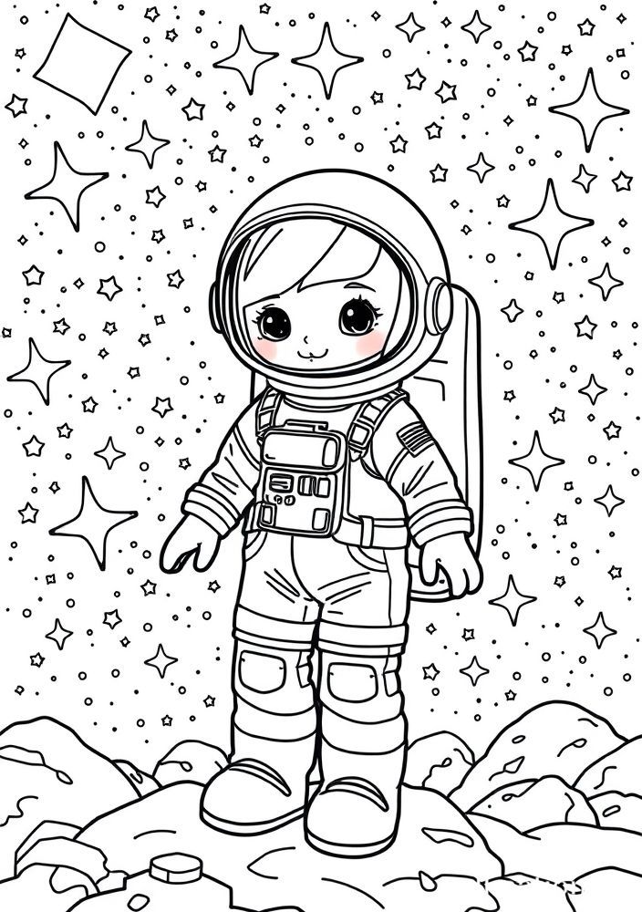 Boneca de Astronauta para colorir