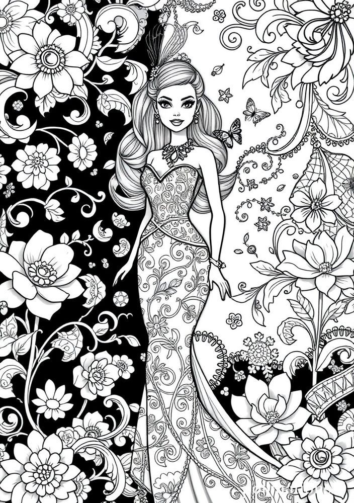 Boneca de Barbie para colorir