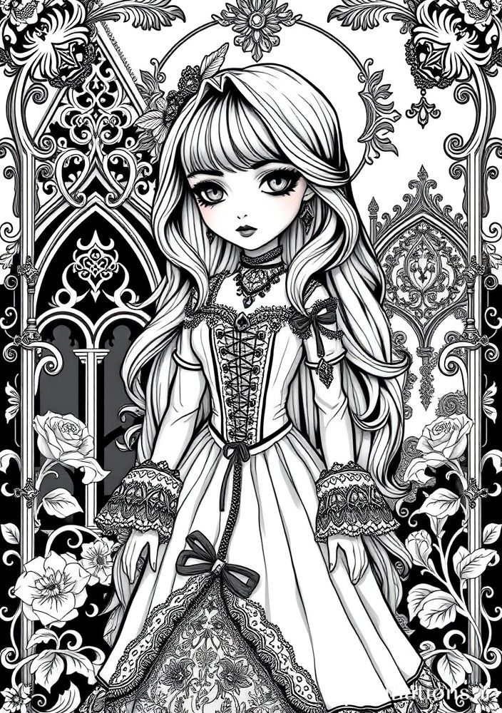 Boneca de Estilo Gótico para colorir