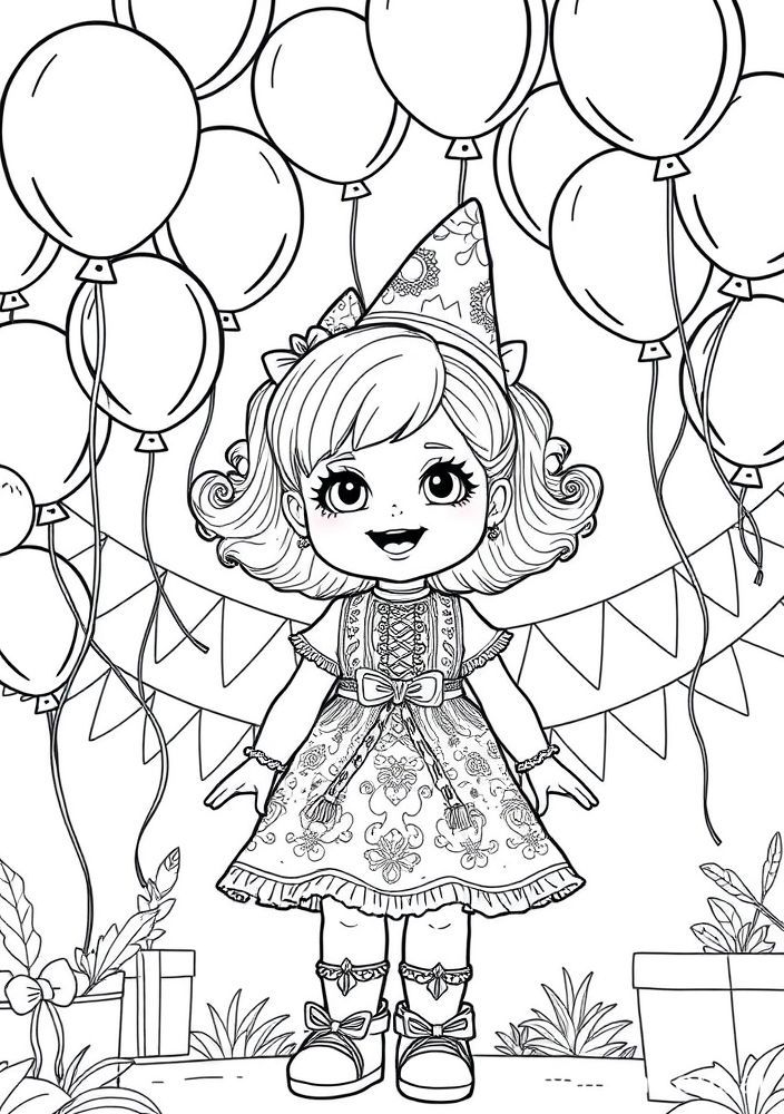 Boneca de Festas para colorir
