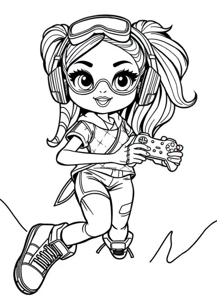 Boneca de Gamer para colorir
