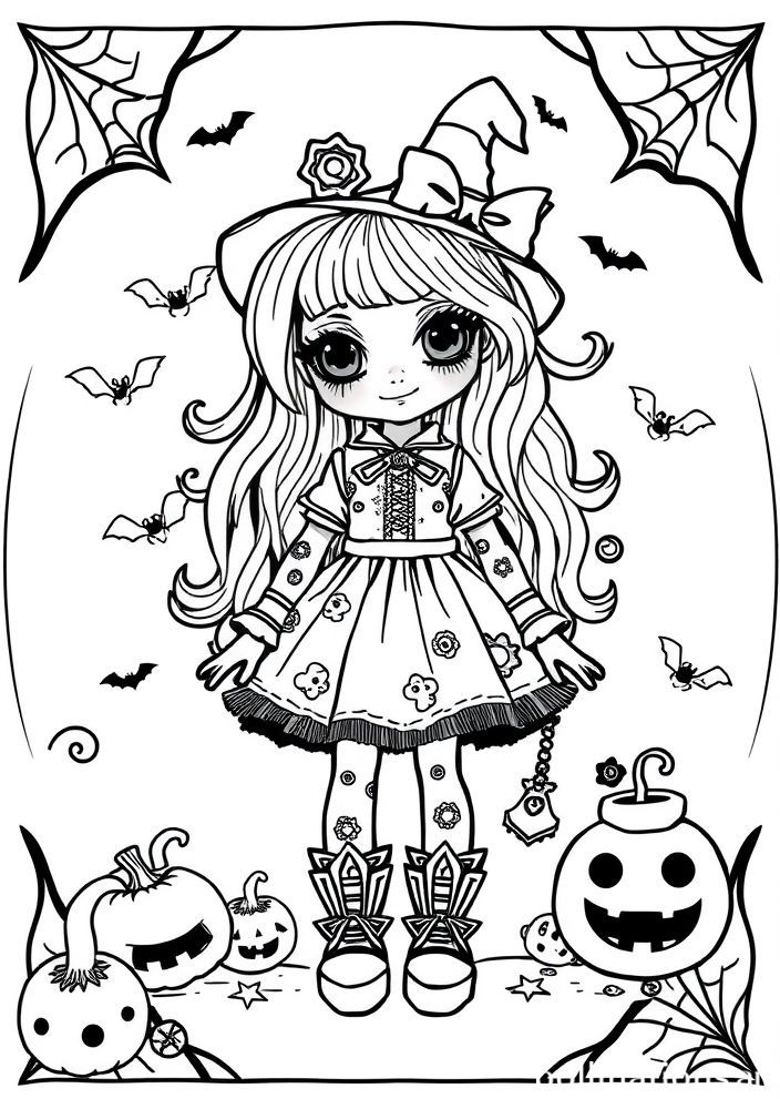 Boneca de Halloween para colorir