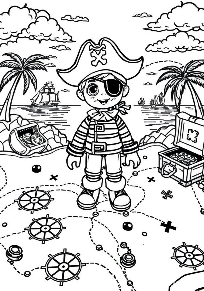 Boneca de Pirata para colorir