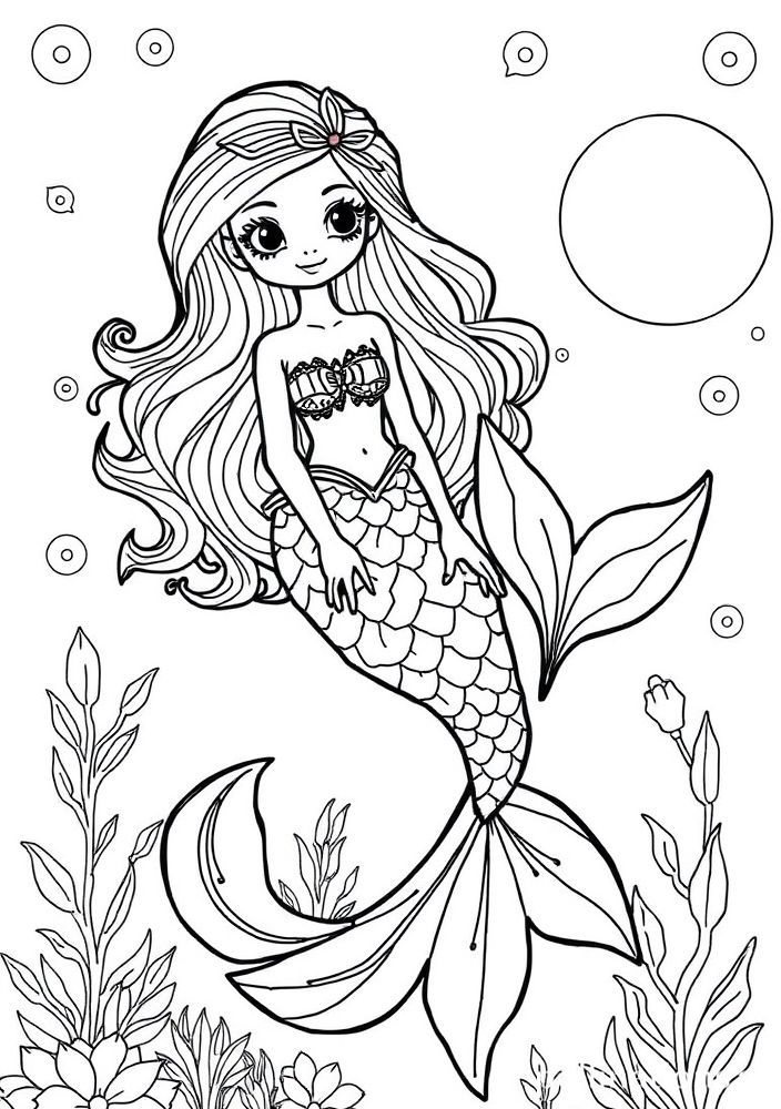 Boneca de Sereia para colorir