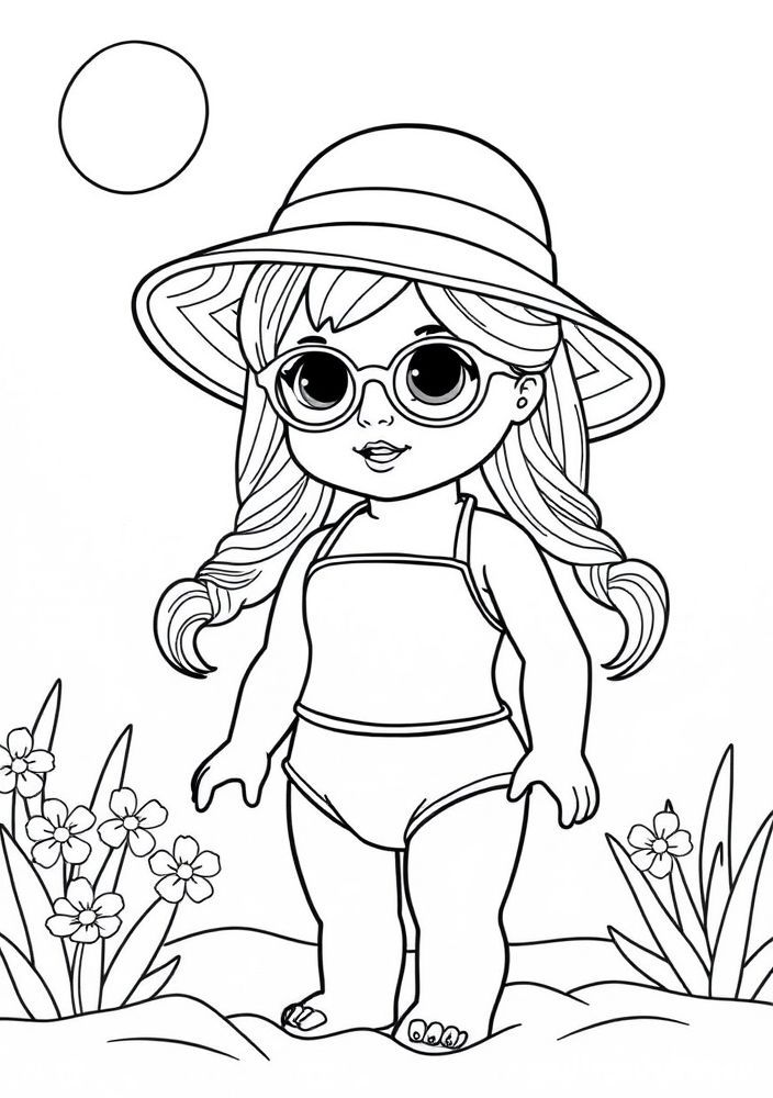 Boneca de Verão para colorir