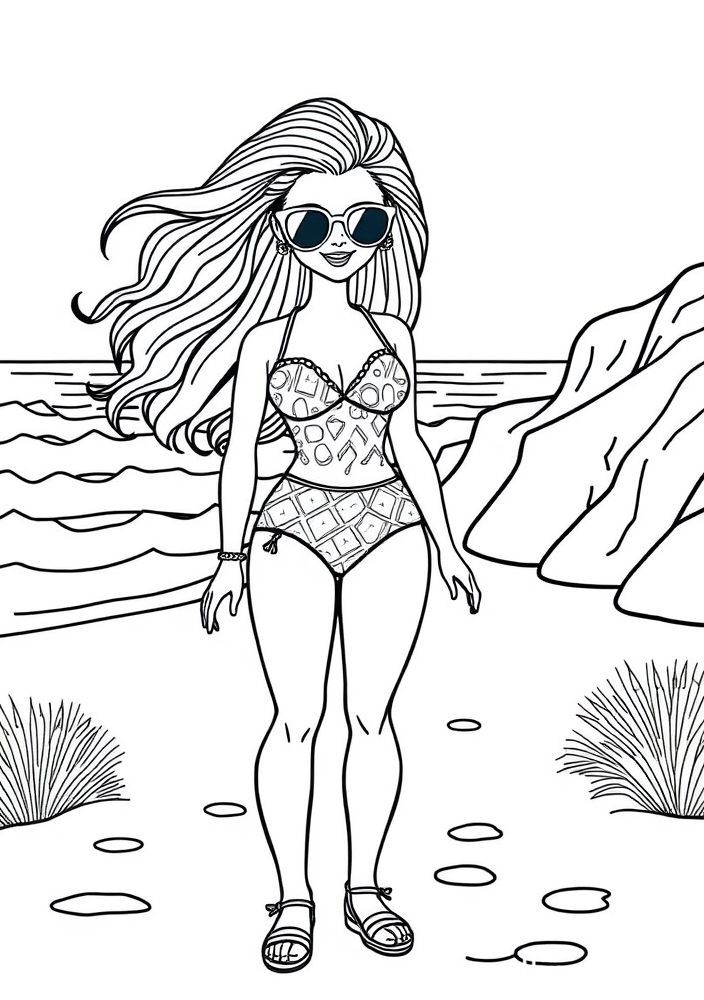 Boneca de Verão para colorir