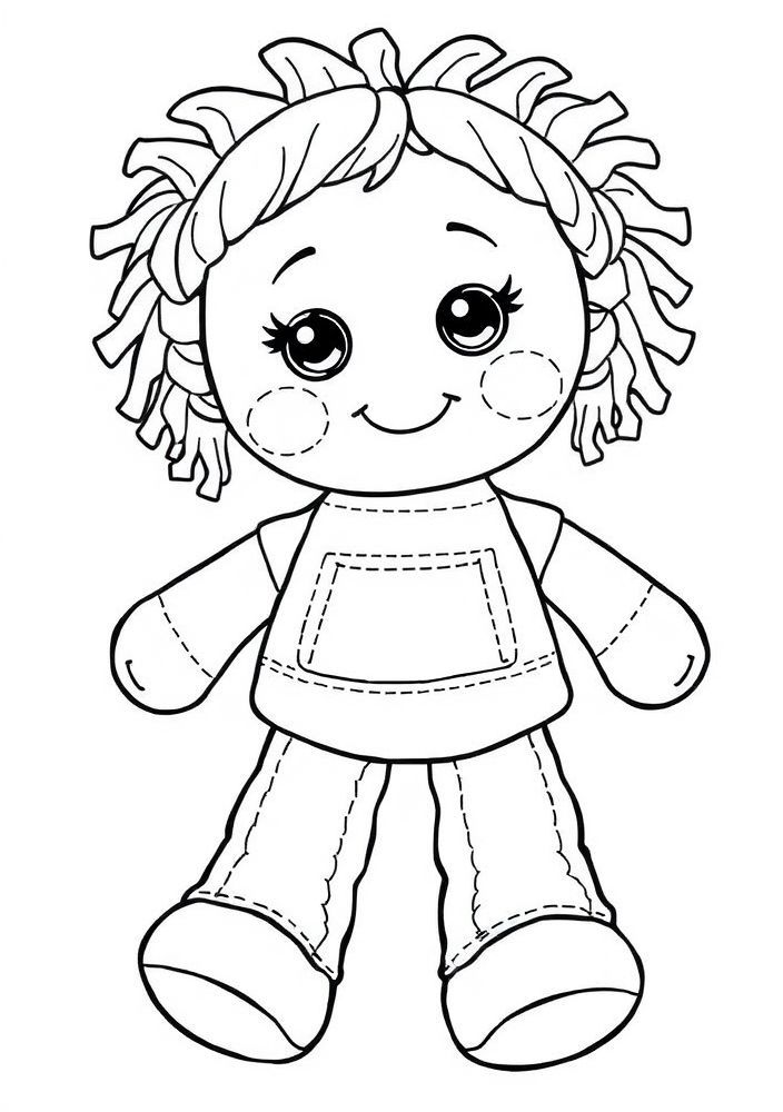 Boneca de tecido para colorir