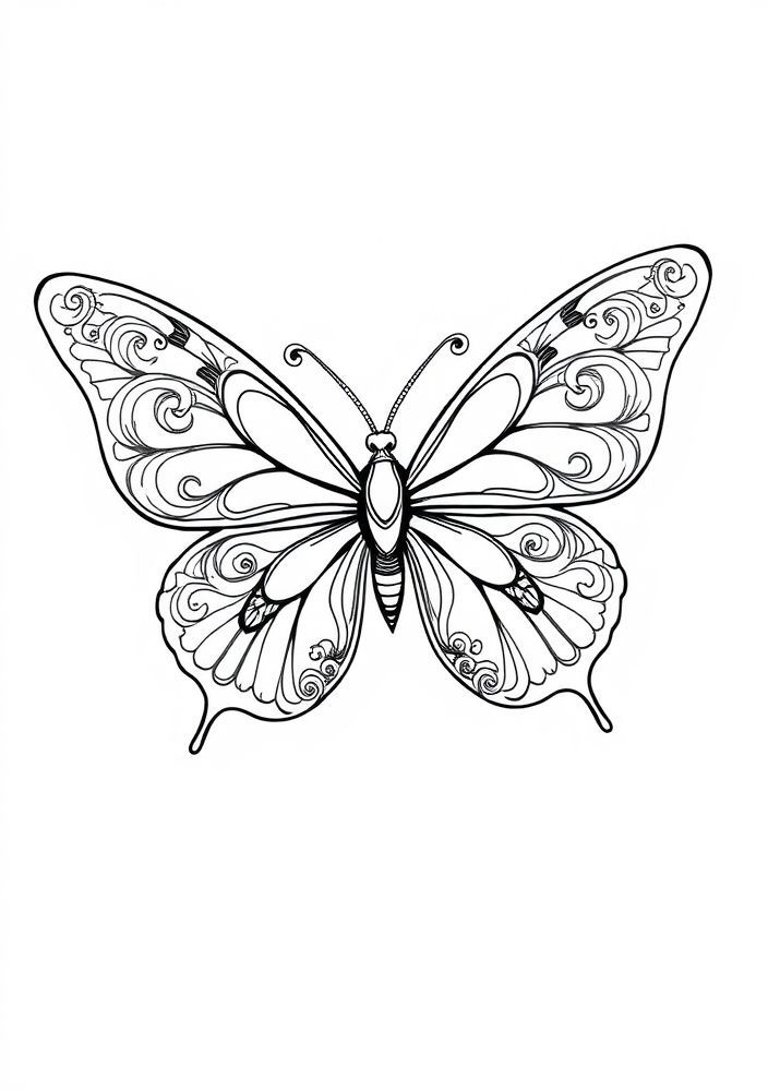 Borboleta com Padrões de Ondas para Colorir