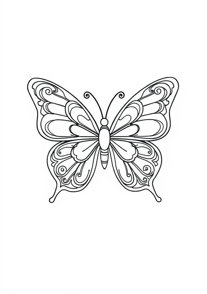 Borboleta com Padrões de Ondas para Colorir