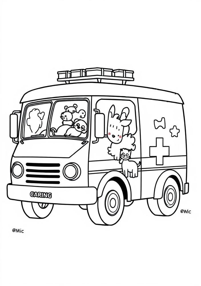 Camião de resgate de animais para colorir