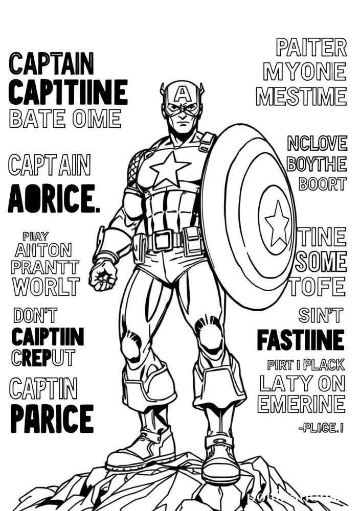 Capitão América com frases inspiradoras para colorir