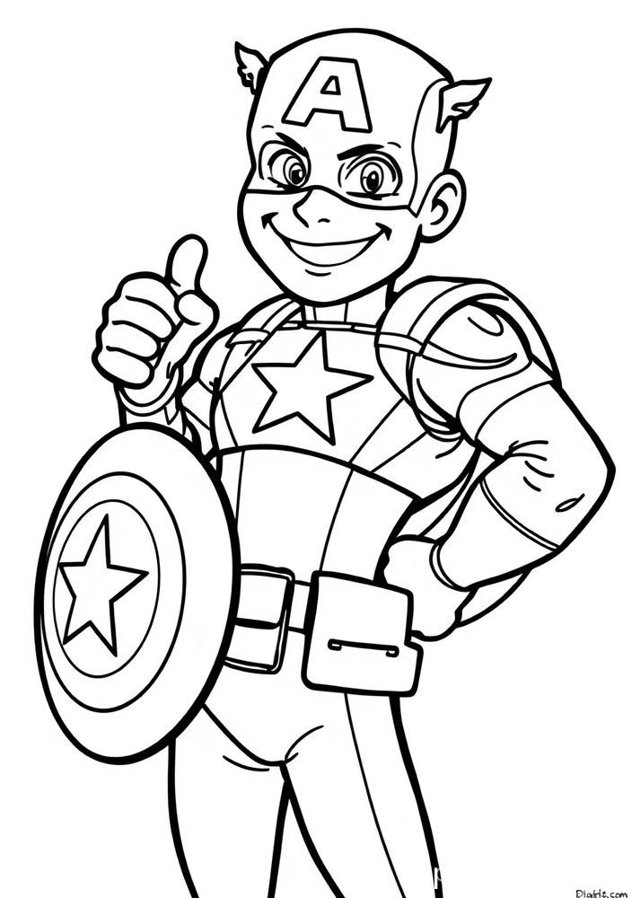 Capitão América com um sorriso para colorir