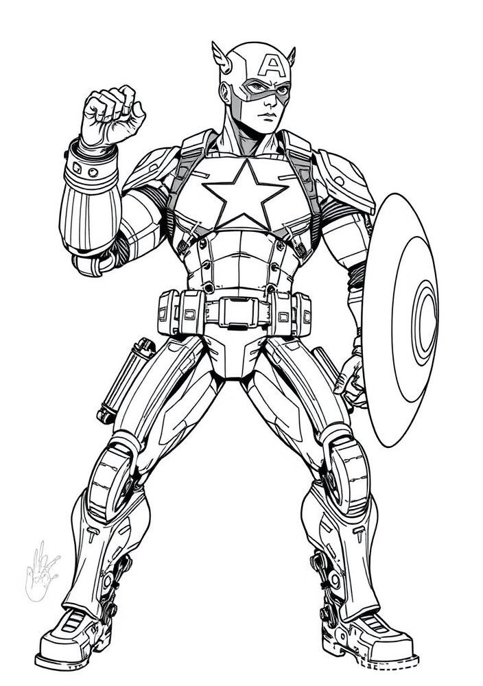 Capitão América em um ciborgue para colorir