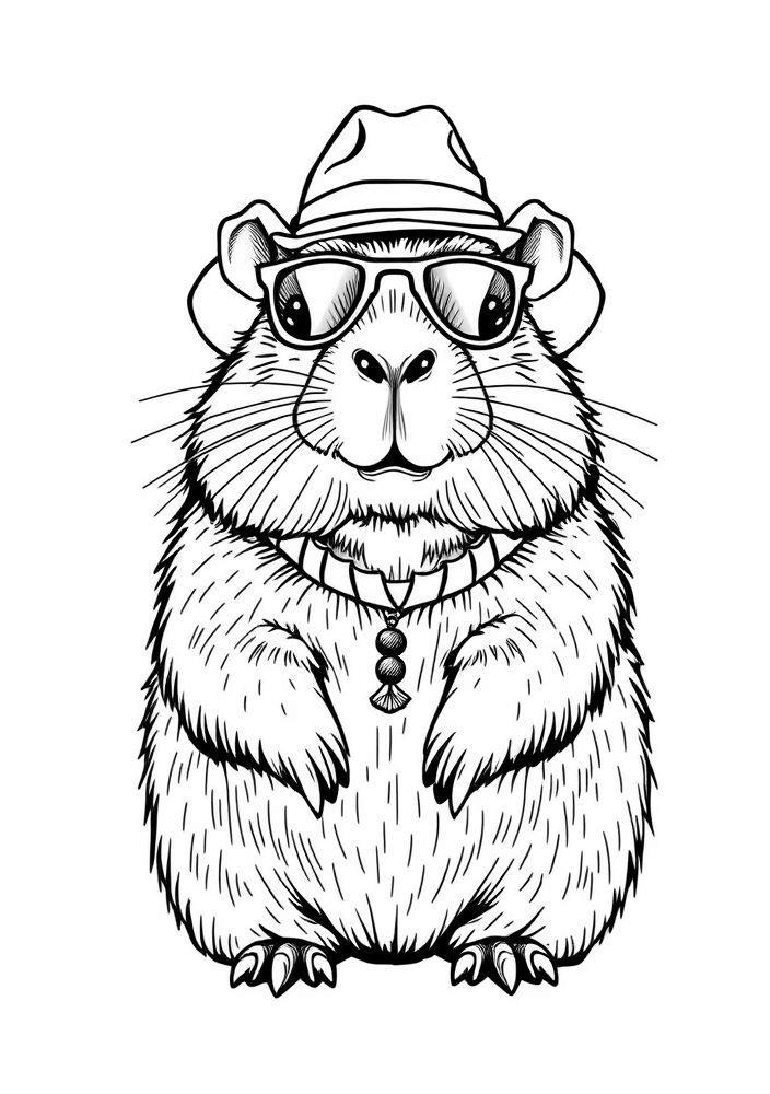Capivara com Chapéu para colorir