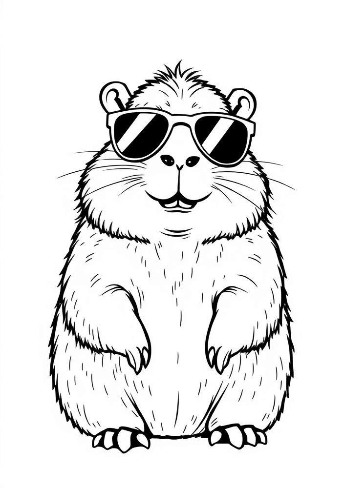 Capivara com Óculos de Sol para colorir