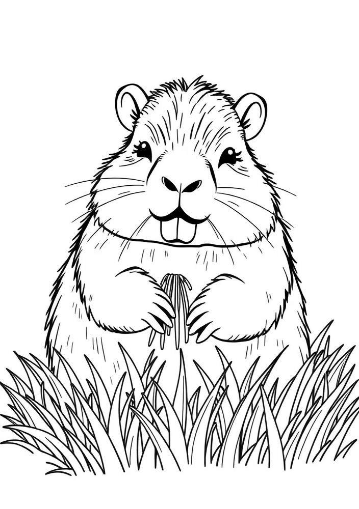 Capivara comendo pasto para colorir