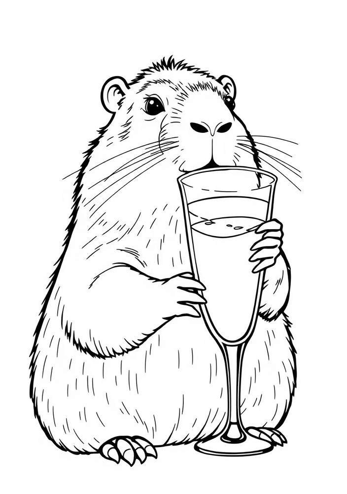 Capivara e um Copo de Suco para colorir