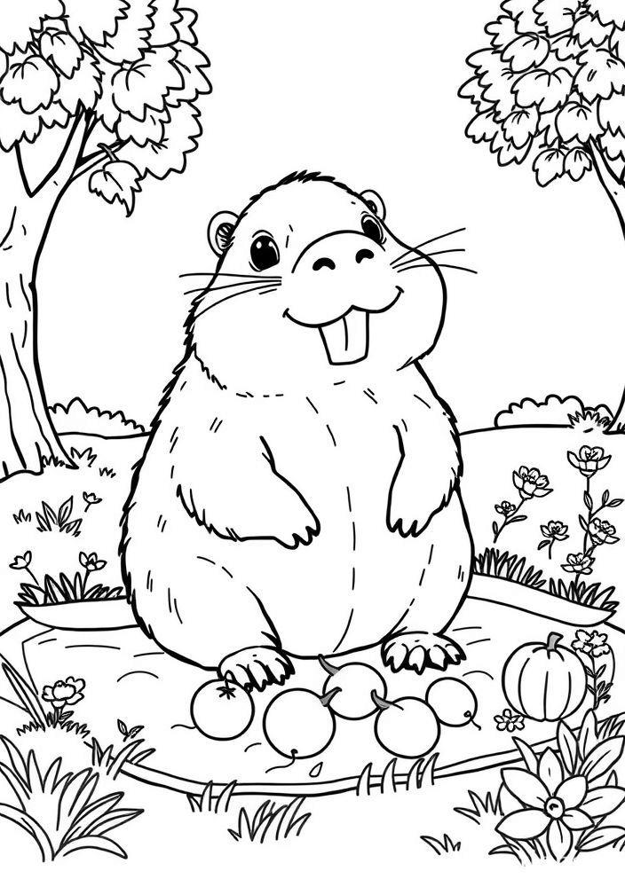 Capivara em um Piquenique para colorir