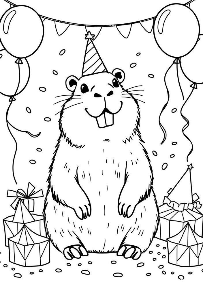 Capivara em uma Festa para colorir