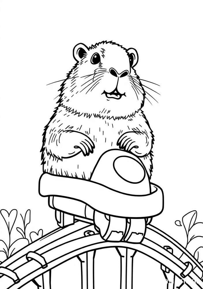 Capivara em uma montanha russa para colorir