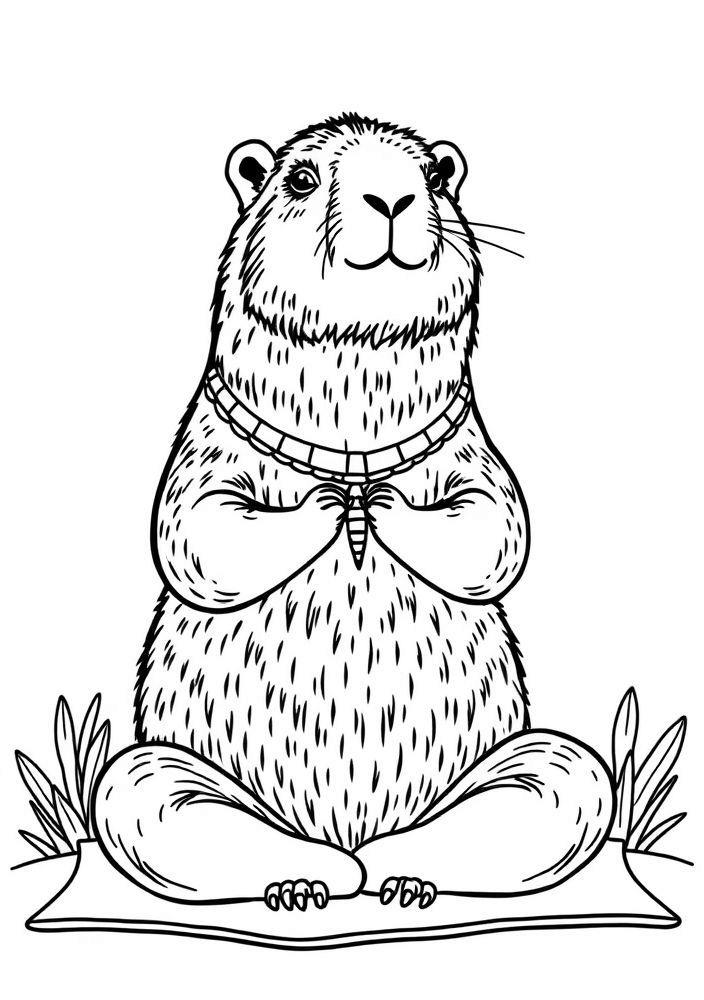 Capivara fazendo yoga para colorir