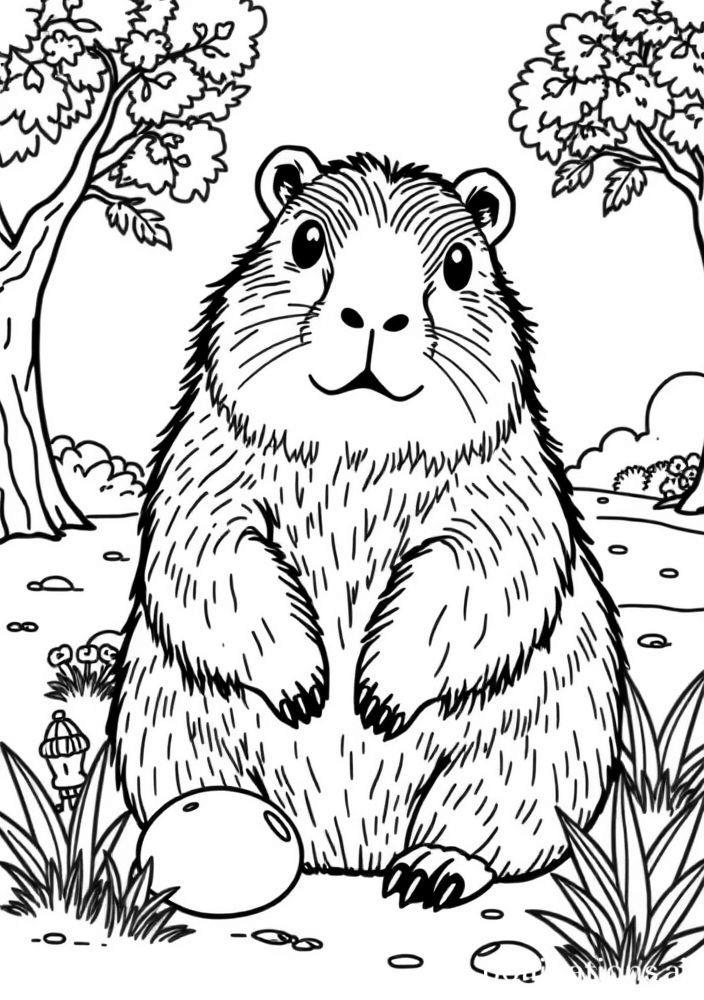 Capivara jogando em um parque para colorir