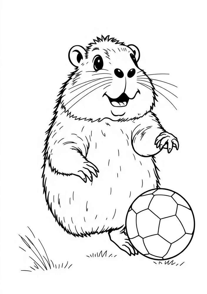 Capivara jogando futebol para colorir